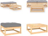 vidaXL 3-delige Loungeset met kussens massief grenenhout - Loungeset - Loungesets - Tuinsets - Tuinsets