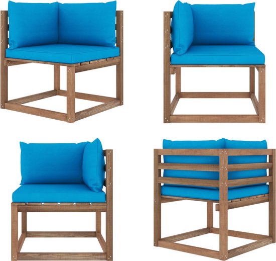 Vidaxl tuinbank met zandkleurige kussens pallet grenenhout (110 x 66 x 65 cm (b x d x h)) - Meubels kopen? | Korting tot 16