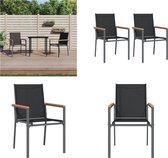 vidaXL Chaises de jardin 2 pcs 55x61-5x90 cm Textilène et acier Noir - Chaise de jardin - Chaises de jardin - Chaise de camping - Chaise de terrasse