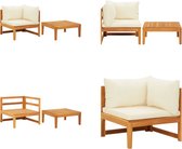 vidaXL Ensemble de salon 2 pièces avec coussins en bois d'acacia blanc crème - Ensemble de salon - Ensembles lounge - Set de salon - Ensembles de salon