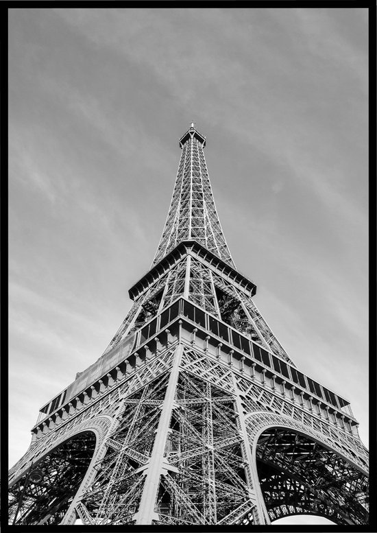 Poster Eiffeltoren Frankrijk zwart-wit - Natuur poster - 50x70 cm - exclusief lijst - WALLLL