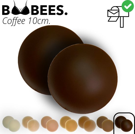 BOOBEES Tepelcovers - 10cm - Coffee - Donkere Tint - Grote Cup - 100% Siliconen - Herbruikbaar & Waterbestendig - BH Accessoire - Discrete Tepelbedekkers
