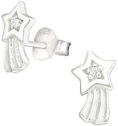 Joy|S - Zilveren vallende ster oorbellen - 5 x 9 mm - zirkonia - oorknoppen
