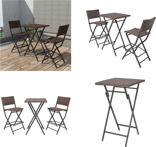 STILISTA 3-piece poly-rattan bistro set 2 lounge chairs side table Weatherproof Indoor Outdoor suitable