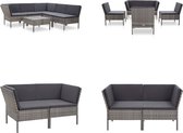 vidaXL 6-delige Loungeset met kussens poly rattan grijs - Tuin Loungeset - Tuin Loungesets - Tuinbank - Tuinbanken