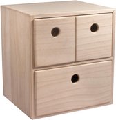 Commode en bois avec 3 tiroirs, 21 x 18 x 23 cm, caisson à tiroirs