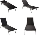 vidaXL Ligbed staal en textileen zwart - Ligstoelen - Ligstoelen - Buitenbank - Buitenbanken