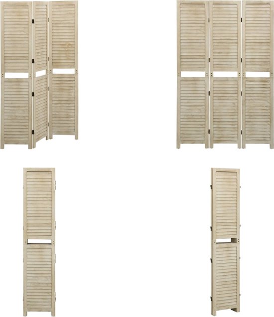vidaXL Kamerscherm met 3 panelen 105x165 cm massief paulowniahout - Kamerscherm - Kamerschermen - Scheidingswand - Ruimteverdeler