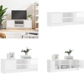 vidaXL Tv-meubel 102x30x37-5 cm bewerkt hout hoogglans wit - Tv-meubel - Tv-meubelen - Tv-standaard - Televisiemeubel