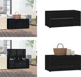 vidaXL Tuinbox 101x50-5x46-5 cm massief grenenhout zwart - Tuinbox - Tuinboxen - Opbergbox - Tuinopbergbox