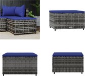 vidaXL Tuinkruk met kussen 55x55x37 cm poly rattan grijs, krukje vidaXL Tuinkruk met kussen 55x55x37 cm poly rattan grijs, krukje