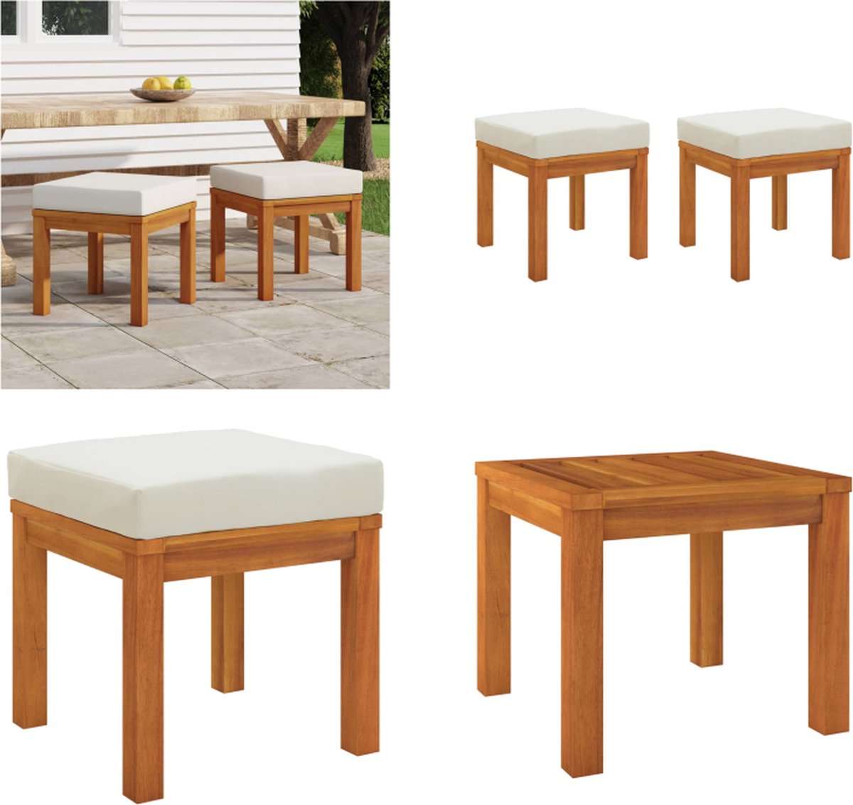 VIDAXL Salon de jardin 4 pcs avec coussins Bois d'acacia solide pas