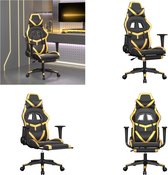 vidaXL Massage gamestoel met voetensteun kunstleer zwart &- goudkleurig - Gamingstoel - Gamingstoelen - Televisiestoel - Racingstoel