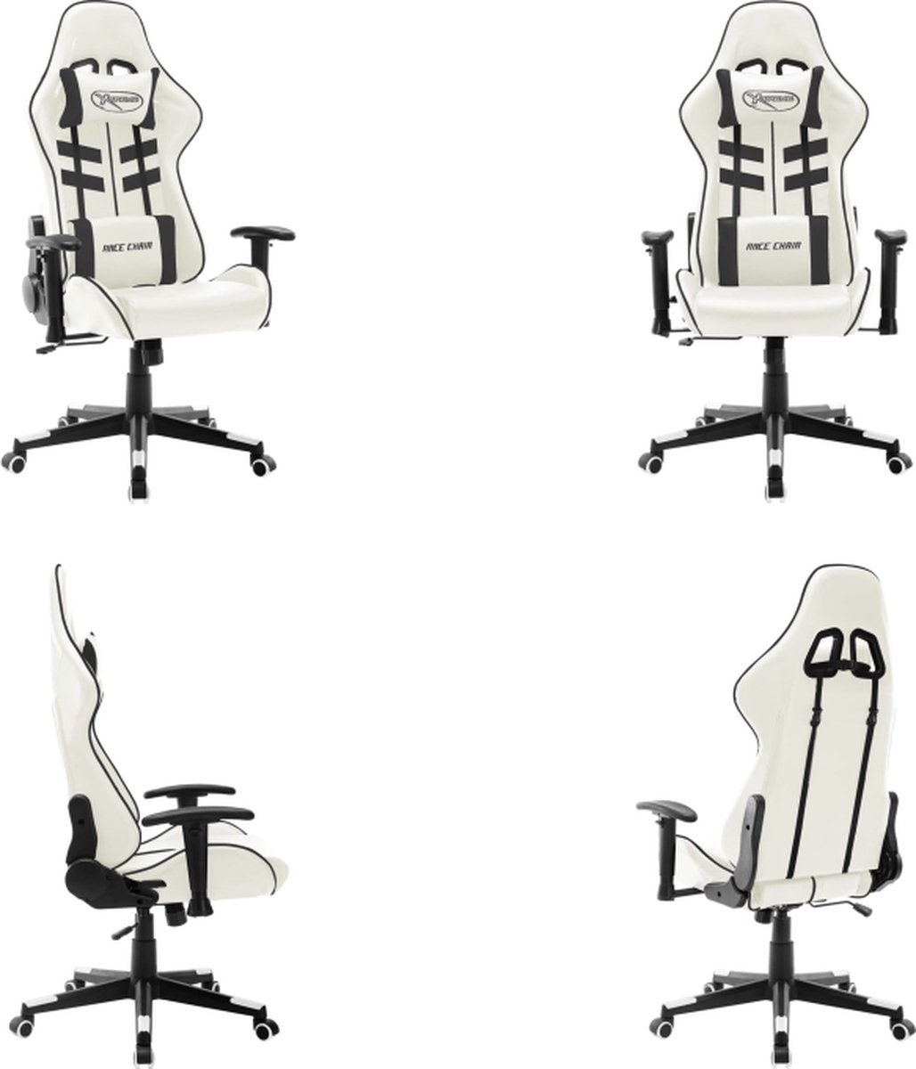 vidaXL Gamestoel kunstleer wit en zwart - Gamingstoel - Gamingstoelen - Racingstoel - Racingstoelen