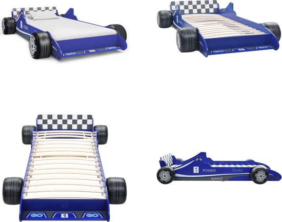 vidaXL Lit enfant voiture de course bleu 90x200 cm - Lit d'enfant - Lits d'enfants - Lit - Lits