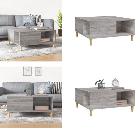 vidaXL Salontafel 100x51x45 cm bewerkt hout grijs sonoma