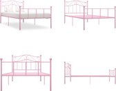vidaXL Bedframe metaal roze 90x200 cm - Bedframe - Bedframes - Eenpersoonsbed - Eenpersoonsbedden