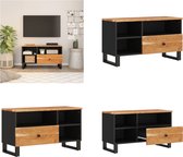 vidaXL Tv-meubel 80x33x46 cm massief acaciahout en bewerkt hout - Tv-meubel - Tv-meubelen - Tv-standaard - Televisiemeubel
