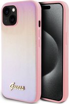 Guess Iridescent Metal Script Back Case - Apple iPhone 15 (6.1") - Roze