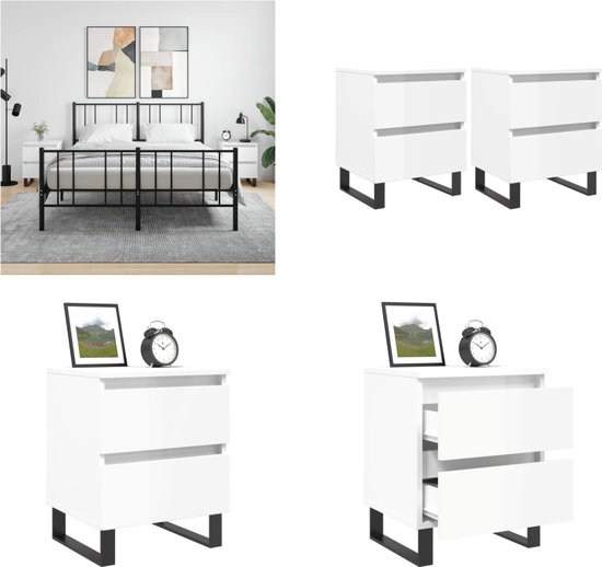 vidaXL Nachtkastje met 3 lades 39x35x65 cm wit