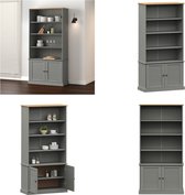 vidaXL - Boekenkast - VIGO - 85x35x170 - cm - massief - grenenhout - grijs
