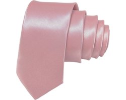 Fako Fashion - Skinny Stropdas - Smal - 5cm - Smalle Das - Effen - 145cm - Oud Roze