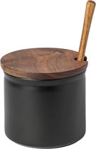 Costa nova - boutique - pot à olives - couvercle bois - noir - H 11 cm