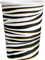 Papieren drinkbekers | 8 stuks | Kleur: Zwart Wit | Thema: Zebra