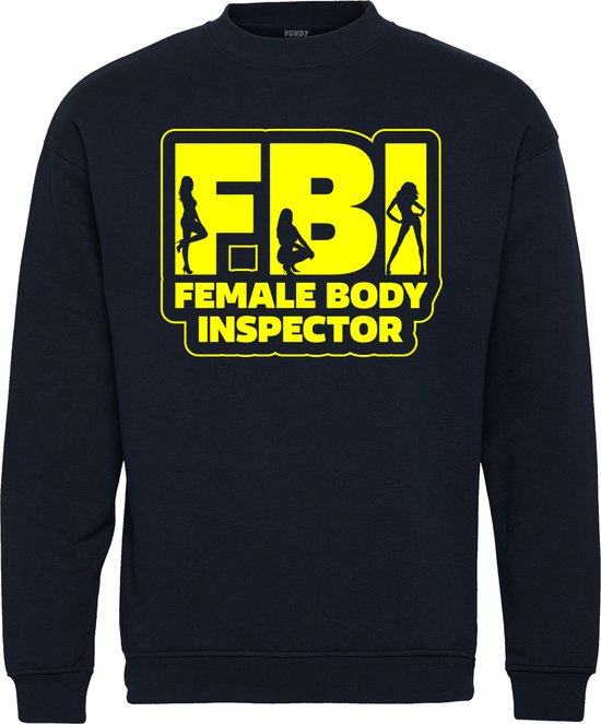 Sweater Female Body Inspector | Carnavalskleding dames kinderen heren | Carnaval | Foute Party | Navy | maat 3XL