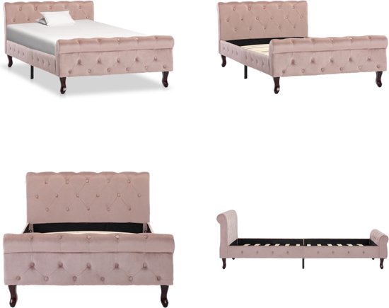 vidaXL Bedframe fluweel roze 100x200 cm - Bedframe - Bedframes - Bed Frame - Bed Frames