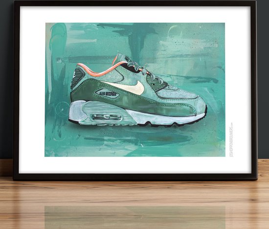 Imprimé sneaker vert 71x51 cm *encadré et signé