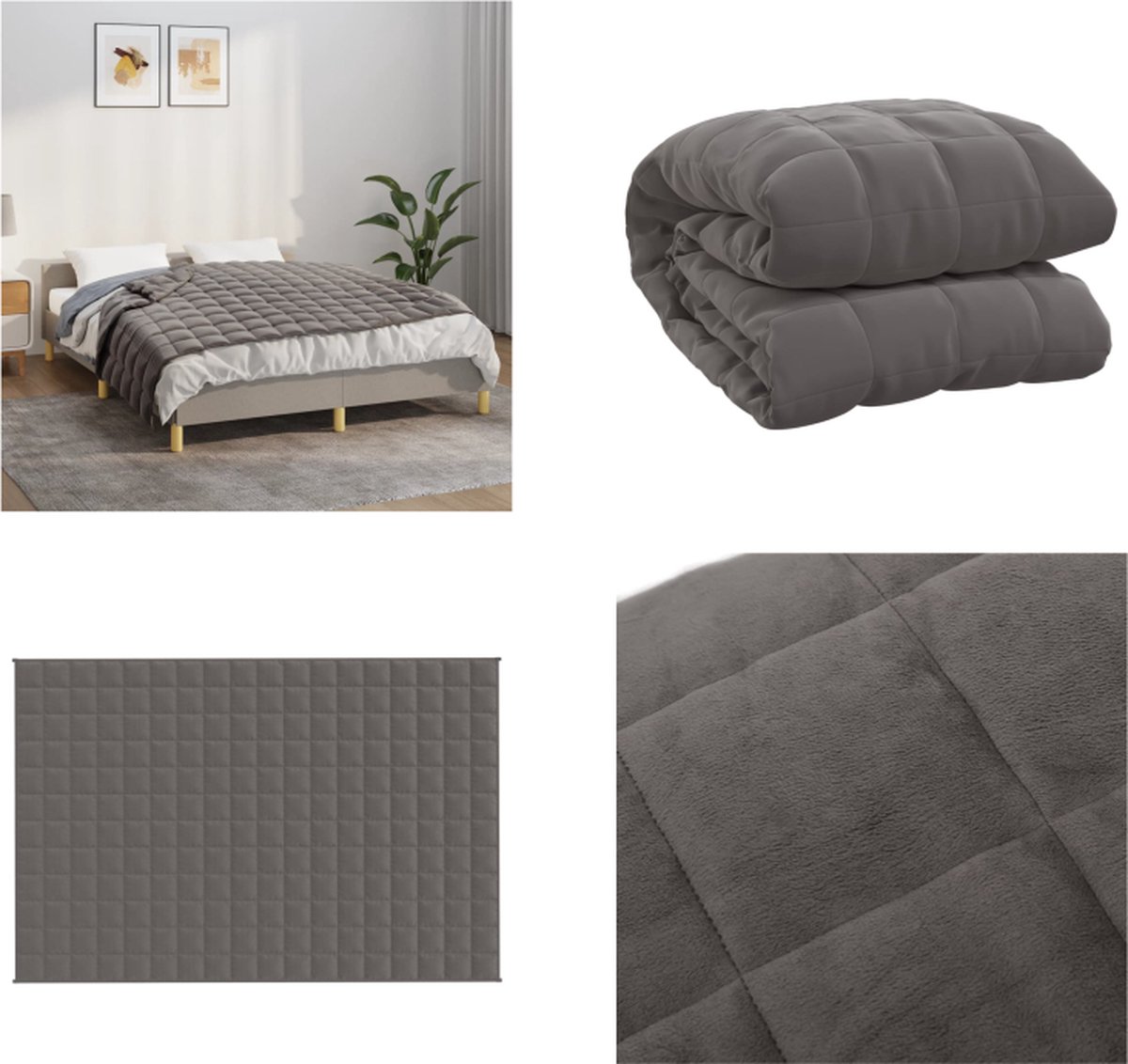 vidaXL - Verzwaringsdeken - 122x183 - cm - 9 - kg - stof - grijs