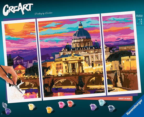 Foto: Ravensburger creart sunset in rome schilderen op nummer voor volwassenen