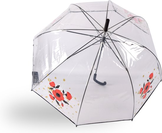 Parapluie à fleurs - Parapluie dôme PVC Transparent Diamètre 86 cm - TRANSPARENT - AUTOMATISÉ - Ø 86 CM - DESIGN