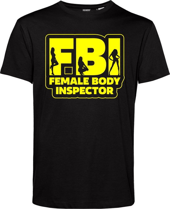 T-shirt Female Body Inspector | Carnavalskleding heren | Carnaval Kostuum | Foute Party | Zwart | maat S