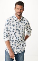 Seersucker Shirt With Palm Allover Print Mannen - Off White - Maat XL
