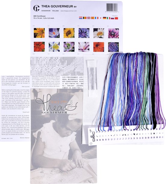 Thea Gouverneur - Borduurpakket met telpatroon - 579A - Voorgesorteerde DMC Garens - Tijger - Aida - 45 cm x 35 cm - DIY Kit