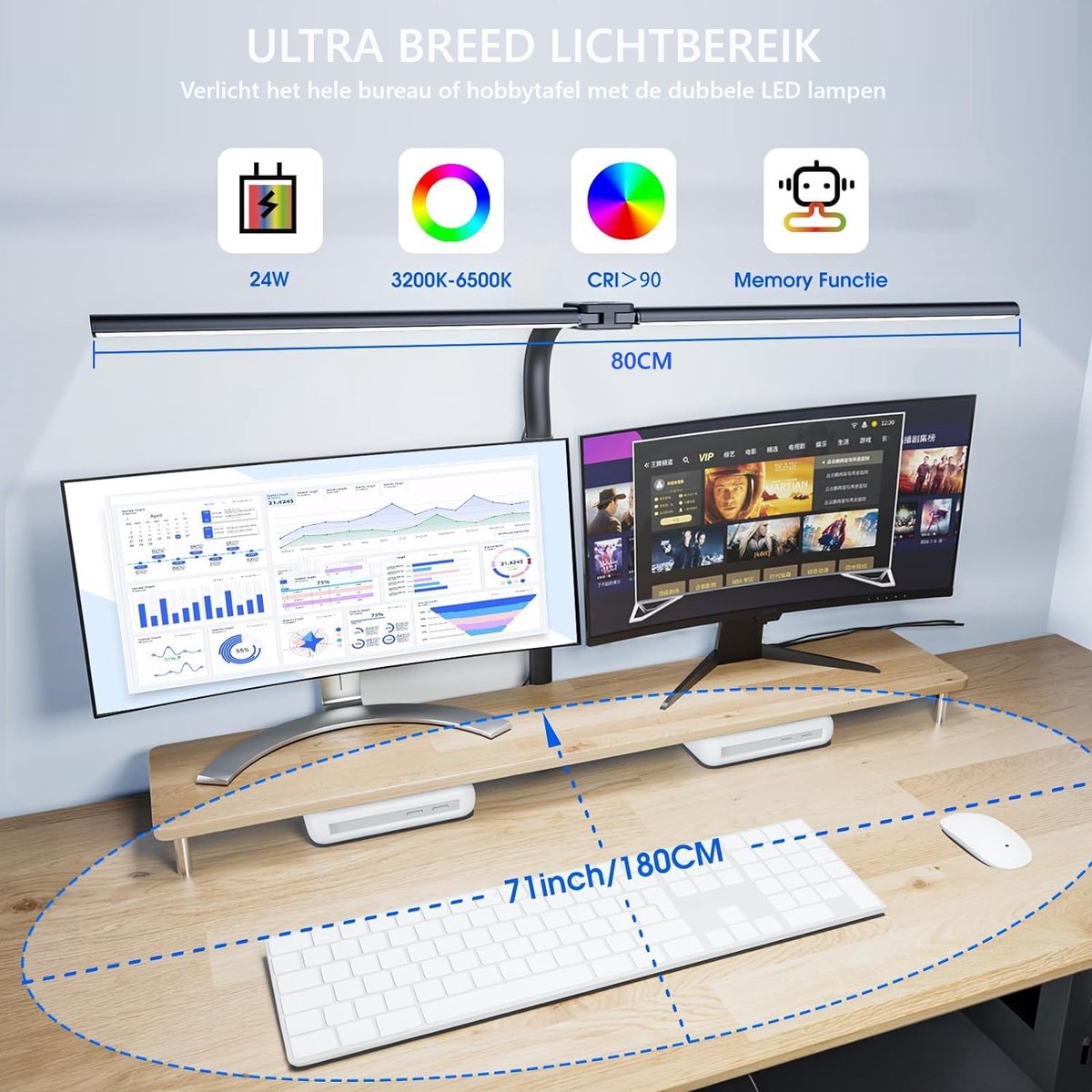 Lampen District® - Bureaulamp led dimbaar - Bureau Accessoires – Bureau Verlichting - 5 Lichtstanden & 5 Helderheidsniveaus - desk lamp thumbnail 4
