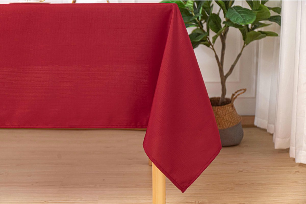 Univers Décor - Vlekwerend tafelkleed, effen rood, rechthoekig, 145 x 240 cm