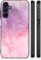 Silicone Back Cover Geschikt voor Samsung Galaxy A15 Telefoonhoesje met Zwarte rand Pink Purple Paint