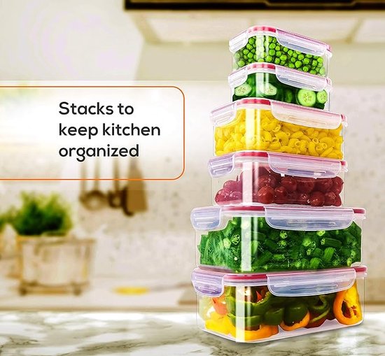 Grizzly plastic Luchtdichte Voedselopslagcontainer set, 8x meal