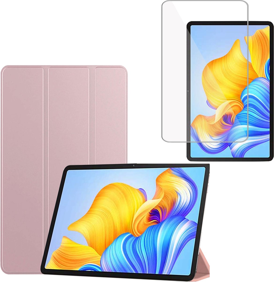 Tablet Hoes + Screenprotector geschikt voor Honor Pad 8 – Tempered Glass - Extreme Shock Hoesje - Rose