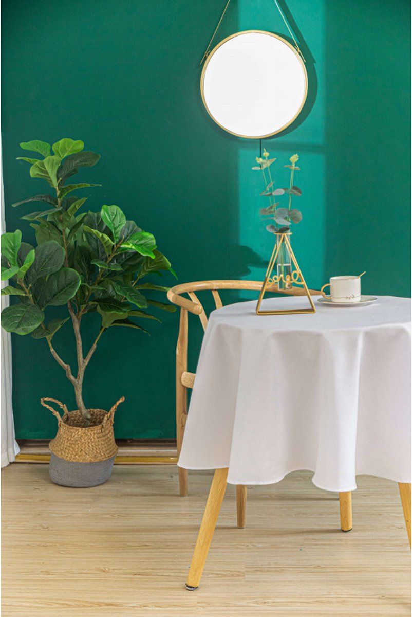 Univers Décor - Vlekwerend effen wit rond tafelkleed - 160 cm