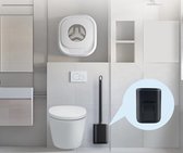 Professionele Luxe Toiletborstel silicone, Handige, flexibele platte toiletborstel, toiletborstel voor badkamer met sneldrogende houder, wandmontage zonder boren, zwart