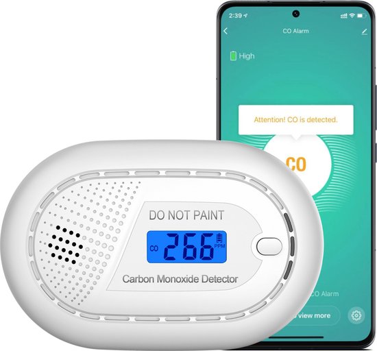 Aroha Smart Connect Koolmonoxidemelder - 10 jaar batterij - Slimme