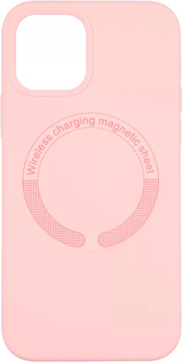 Premium Liquid Case Geschikt voor Apple iPhone 14 met Camera Shield Geschikt voor MagSafe - FuturiQ - Lichtroze