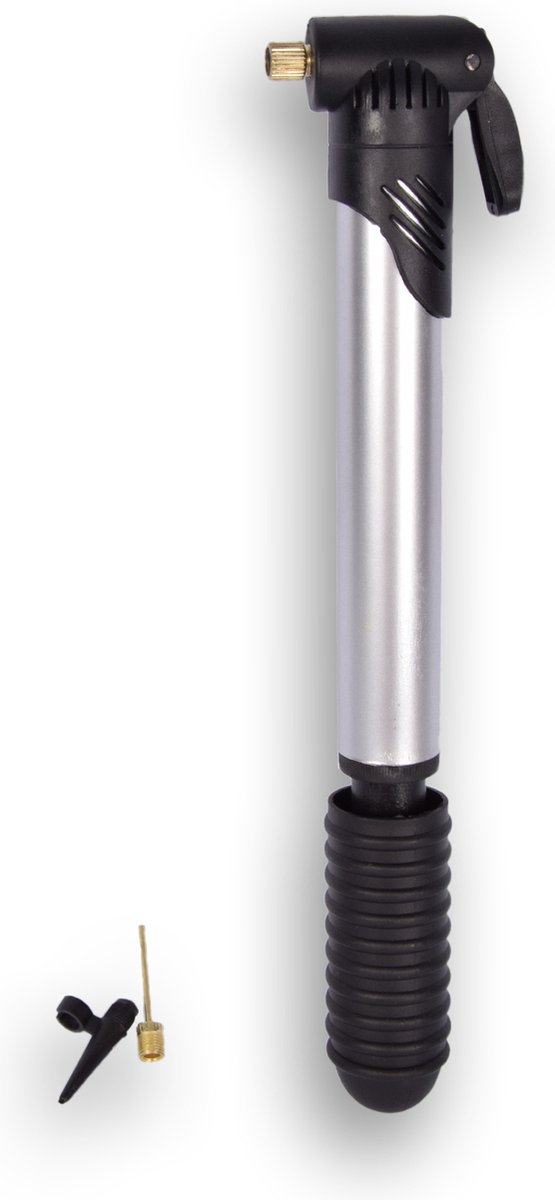 Veelzijdige Mini-Fietspompset met Auto- Dunlop- en Frans-Ventieladapters | Verstelbaar en Compact | Zwart/Zilver 20cm tot 46cm