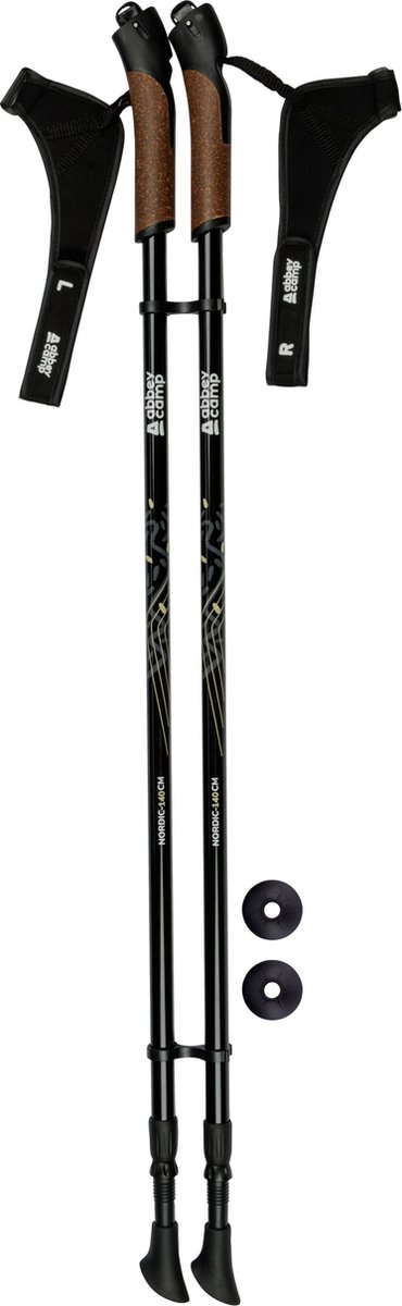 Abbey Camp Nordic Walking Stokken - Telescopisch Verstelbaar - Paar - Grijs