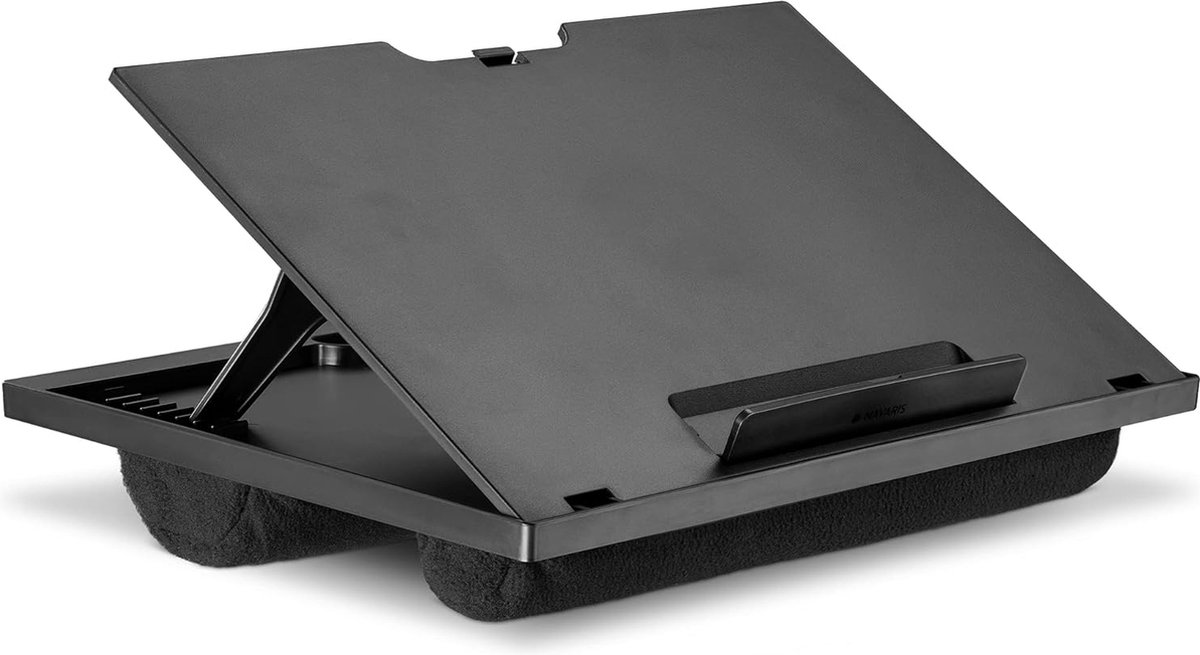 Verstelbare Laptoptafel - Comfortabele Laptopstandaard met Schootkussen - Ideaal voor Thuiswerken en Reizen - 9 Verschillende Standen - Licht en Draagbaar - Zwart
