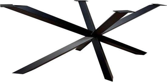 Zwarte stalen diamant matrix tafelpoot hoogte 72 cm en 180 cm breed (koker 6 x 6)